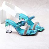 2021 High-Heeled Women Shoes New Open Toe Suit Sexy Rhinestones Europe and America Plus Size Fashion Sandals and Slippers