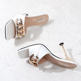 2021 Summer Women Sandals Sexy Square Head Slippers Fairy Wind Open-Toed Heels Wear Party High Heels Female Shoes