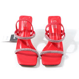 Fashion Lady Shoes European American Style One Word Water Diamond Two Wear Women Sandals Sexy Thick Heel Comfortable Slippers