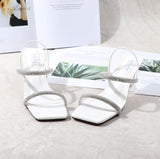 Fashion Lady Shoes European American Style One Word Water Diamond Two Wear Women Sandals Sexy Thick Heel Comfortable Slippers