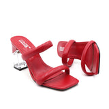 Fashion Sandals Women 2021 Summer New Comfortable Shoes Tape Hollow High-Heel Sandals Crystal Thick Heels Party Slippers 8.5cm