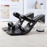 Fashion Sandals Women 2021 Summer New Comfortable Shoes Tape Hollow High-Heel Sandals Crystal Thick Heels Party Slippers 8.5cm