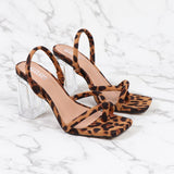 Fashion Women Shoes Sandals High Tichk Square Heel Open Toe 2021 Summer Sexy Pretty Leopard Print Shoes