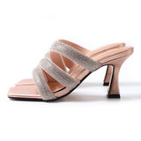 Female Sandals 2021Summer Rhinestone Cross-Border Europe USA New Sexy Wearing Flip-Flop Comfortable Thin High Heel Peep-Toe Shoe