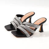 Female Sandals 2021Summer Rhinestone Cross-Border Europe USA New Sexy Wearing Flip-Flop Comfortable Thin High Heel Peep-Toe Shoe
