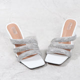 Female Sandals 2021Summer Rhinestone Cross-Border Europe USA New Sexy Wearing Flip-Flop Comfortable Thin High Heel Peep-Toe Shoe