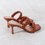 Female Sandals Slippers Twist Braided 7CM High-Thin-Heeled Sexy Fashion All-Match Black Brown Blue Women Shoes