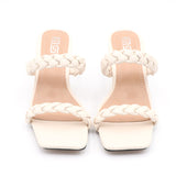 Female Sandals Slippers Twist Braided 7CM High-Thin-Heeled Sexy Fashion All-Match Black White Brown Women Shoes