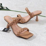 Female Sandals Slippers Twist Braided 7CM High-Thin-Heeled Sexy Fashion All-Match Women Shoes