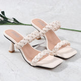 Female Sandals Slippers Twist Braided 7CM High-Thin-Heeled Sexy Fashion All-Match Women Shoes