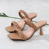Female Sandals Slippers Twist Braided 7CM High-Thin-Heeled Sexy Fashion All-Match Women Shoes