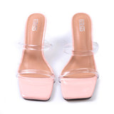 Female Shoes 2021 Summer New Style US-Euro Transparent Ribbon Sexy Sandals Crystal Thick High Heel Open Toe Women Slipper Plus