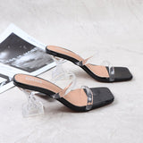 Female Shoes 2021 Summer New Style US-Euro Transparent Ribbon Sexy Sandals Crystal Thick High Heel Open Toe Women Slipper Plus