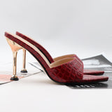 Women Shoes Sweet Ladies High Thin Heel Sandals 2021 Summer Fashion Modern Slipper Solid Outside Square Toe Female Slipper