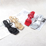 Roman Sandals Gladiator Square Head Thick Middle 7CM Heel 2021 Summer Autumn New Fashion Comfortable Wearing Outside Women Shoes