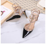 Women's Sandals European and American Fashion Pointed Pu Crystal High-Thin-Heel Sandals Party Elegant Sexy Roman Shoes