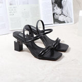 Roman Sandals Gladiator Square Head Thick Middle 7CM Heel 2021 Summer Autumn New Fashion Comfortable Wearing Outside Women Shoes