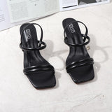 Roman Sandals Gladiator Square Head Thick Middle 7CM Heel 2021 Summer Autumn New Fashion Comfortable Wearing Outside Women Shoes