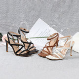 Sexy Women Sandals Super High Heel New European and American Buckle and Beautiful Open Toe Hollow Roman Party Stiletto Sandals