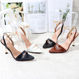 Stiletto Women Sandals Summer Autumn 2021 Metal Chain Thin High Heels Female Shoes Sexy Pointy One Word Fashion Slippers Women
