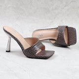High Thin Heel Sandals Slippers For Women 2021 Summer Autumn New Temperament Square Head Sexy Fairy Wind Fashion Women Shoes