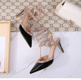 Women's Sandals European and American Fashion Pointed Pu Crystal High-Thin-Heel Sandals Party Elegant Sexy Roman Shoes