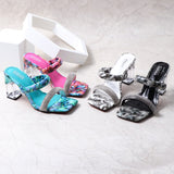 2021 High-Heeled Women Shoes New Open Toe Suit Sexy Rhinestones Europe and America Plus Size Fashion Sandals and Slippers