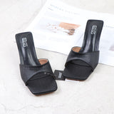 Shoe Women 2021 European and USA Thin Medium Heel Summer Fashion Open Toe Slippers Comfortable Large Size Outside Wear Sandals