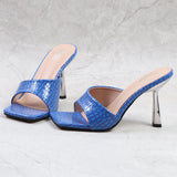 High Thin Heel Sandals Slippers For Women 2021 Summer Autumn New Temperament Square Head Sexy Fairy Wind Fashion Women Shoes