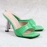 High Thin Heel Sandals Slippers For Women 2021 Summer Autumn New Temperament Square Head Sexy Fairy Wind Fashion Women Shoes
