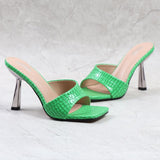 High Thin Heel Sandals Slippers For Women 2021 Summer Autumn New Temperament Square Head Sexy Fairy Wind Fashion Women Shoes