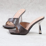 High Thin Heel Sandals Slippers For Women 2021 Summer Autumn New Temperament Square Head Sexy Fairy Wind Fashion Women Shoes