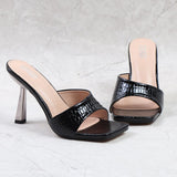 High Thin Heel Sandals Slippers For Women 2021 Summer Autumn New Temperament Square Head Sexy Fairy Wind Fashion Women Shoes