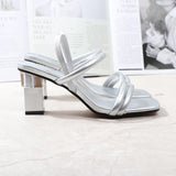 Roman Sandals Gladiator Square Head Thick Middle 7CM Heel 2021 Summer Autumn New Fashion Comfortable Wearing Outside Women Shoes
