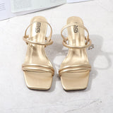 Roman Sandals Gladiator Square Head Thick Middle 7CM Heel 2021 Summer Autumn New Fashion Comfortable Wearing Outside Women Shoes