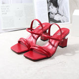 Roman Sandals Gladiator Square Head Thick Middle 7CM Heel 2021 Summer Autumn New Fashion Comfortable Wearing Outside Women Shoes