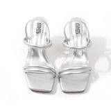 Roman Sandals Gladiator Square Head Thick Middle 7CM Heel 2021 Summer Autumn New Fashion Comfortable Wearing Outside Women Shoes