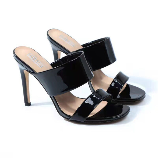 Sandals Slippers for Women New Style Sexy High-Thin-Heel Patent Leather Solid Color Plus Size Comfortable Stiletto Women Shoes