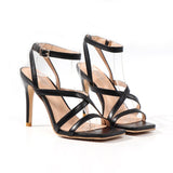 Sexy Women Sandals Super High Heel New European and American Buckle and Beautiful Open Toe Hollow Roman Party Stiletto Sandals