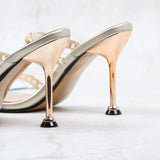 Shoes for Women Summer 2021 Open Toe High Heel Europe and United States Sexy One Word Rhinestone Sandals Big Size Outside Wear