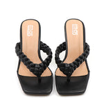 Slipper Female Summer New Style Contracted Fine Heel Weave Tape Belt Fashionable High-Heeled Shoes Go With Women's Slippers
