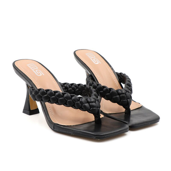 Slipper Female Summer New Style Contracted Fine Heel Weave Tape Belt Fashionable High-Heeled Shoes Go With Women's Slippers