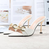 Stiletto Women Shoes High Thin Heel 2021 Summer Western Sexy Pointed Sandals Open Toes Wear Out Party Elegant Fashion Slippers