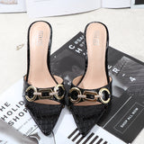 Stiletto Women Shoes High Thin Heel 2021 Summer Western Sexy Pointed Sandals Open Toes Wear Out Party Elegant Fashion Slippers