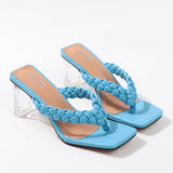 Summer Sandals for Women 2021New Crystal Flip-Flops Comfortable Fashion Women Shoes Wear Out Sexy 6CM High-Heel Square Slippers