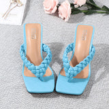 Summer Sandals for Women 2021New Crystal Flip-Flops Comfortable Fashion Women Shoes Wear Out Sexy 6CM High-Heel Square Slippers