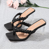 Summer Sandals for Women 2021New Crystal Flip-Flops Comfortable Fashion Women Shoes Wear Out Sexy 6CM High-Heel Square Slippers