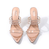 Summer Women Sandals Sexy Pointed Tone Cross-Border Cool Slippers Fairy Wind Peep-Toe Diamond Thin Heel Wear Party Shoes Outside