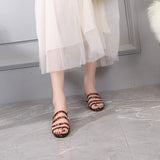 Woman Sandals 2021 Summer Leopard Print Open Toe 4cm Rubber Sole Heel Shoes Female Fashion Elegant Platform Footwear Slippers