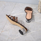 Woman Sandals 2021 Summer Leopard Print Open Toe 4cm Rubber Sole Heel Shoes Female Fashion Elegant Platform Footwear Slippers